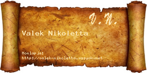 Valek Nikoletta névjegykártya
